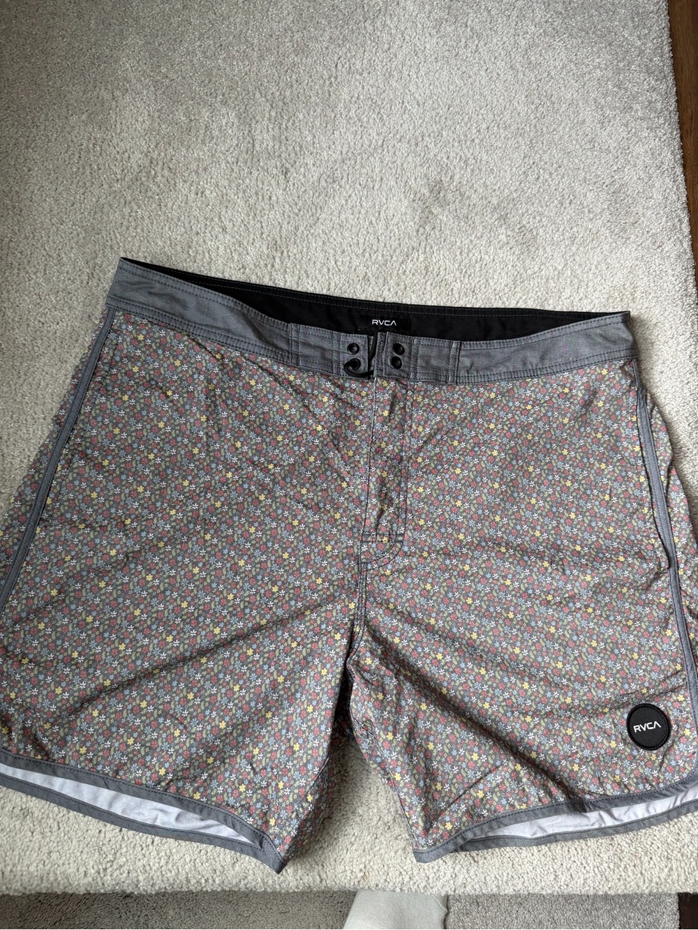 RVCA Gray Floral-Print Men’s Board Shorts